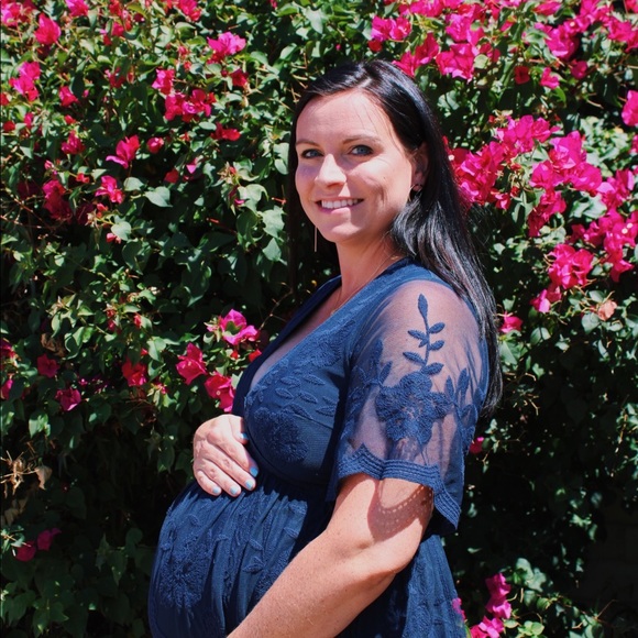 Blue Lace MATERNITY Dress - Picture 7 of 7